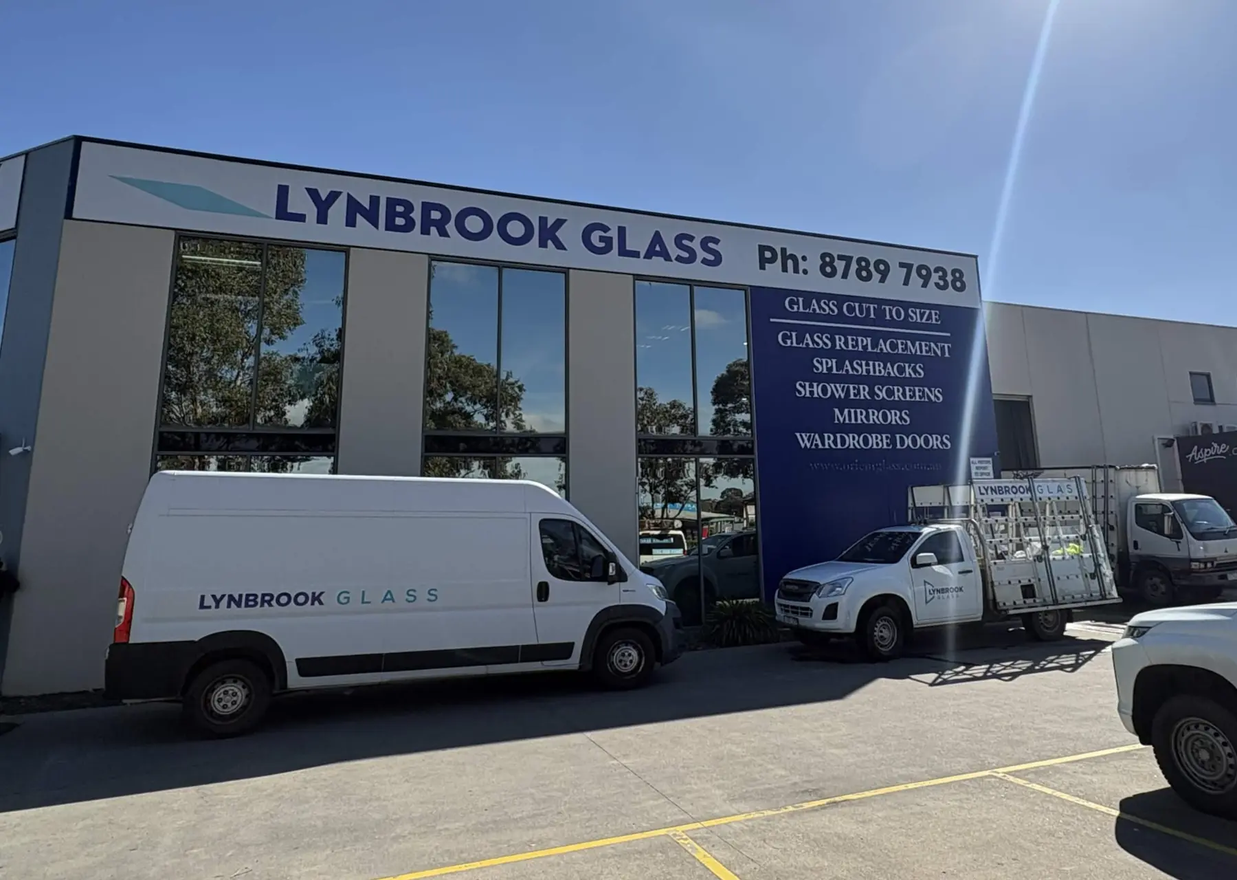 Lynbrook Glass premises and branded service vehicles in Hampton Park